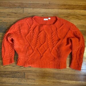 Anthropologie Sleeping on Snow Cropped Cable Knit Wool Blend Sweater